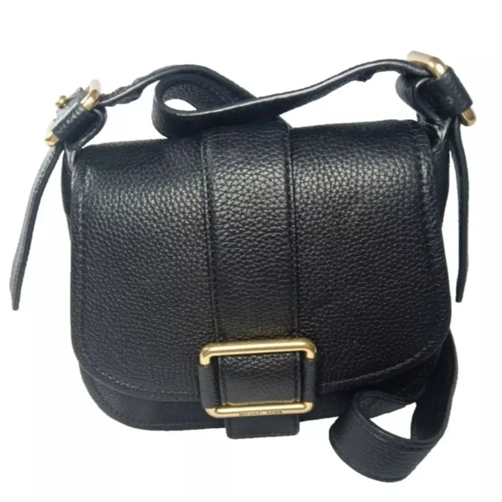 Michael Kors Maxine Pebbled Saddle bag - Black Leather